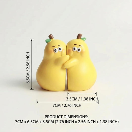 Cute Bookends - Resin Hugging Pear Statue, Unique Book Stopper for Shelves, Desk & Kids Room - Yellow