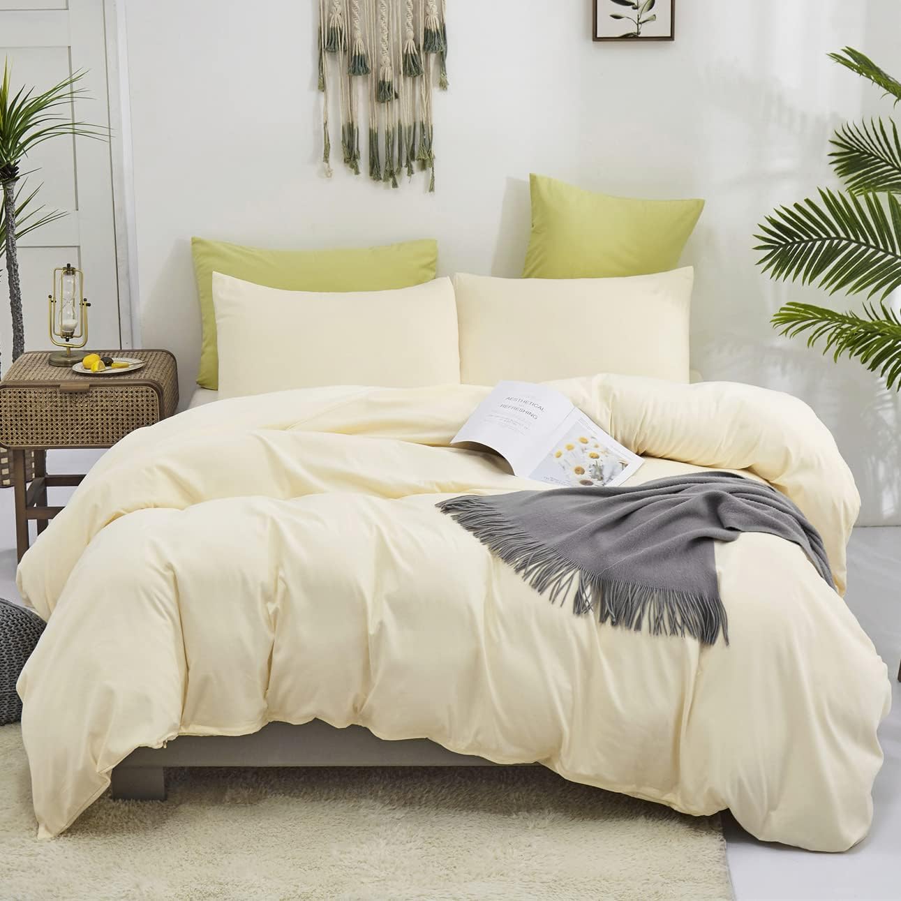 Light Yellow Comforter Set Queen Off White Bedding Set Men Beige Breathable Ivory Bedding Set Women Soft Off White Queen Ivory Bedding Comforter Set Queen