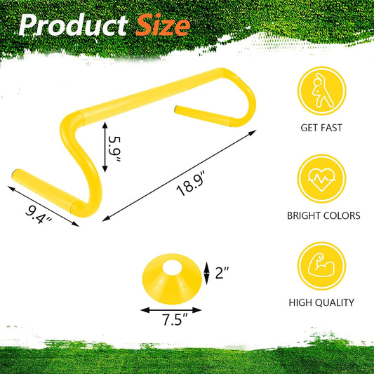 10 Pcs 6" Speed Agility Training Hurdles with 6 Marker Cone Durable Training Hurdle Agility Plyometric All Purpose Speed Hurdle Equipment for Athletes Soccer Basketball Football Practice