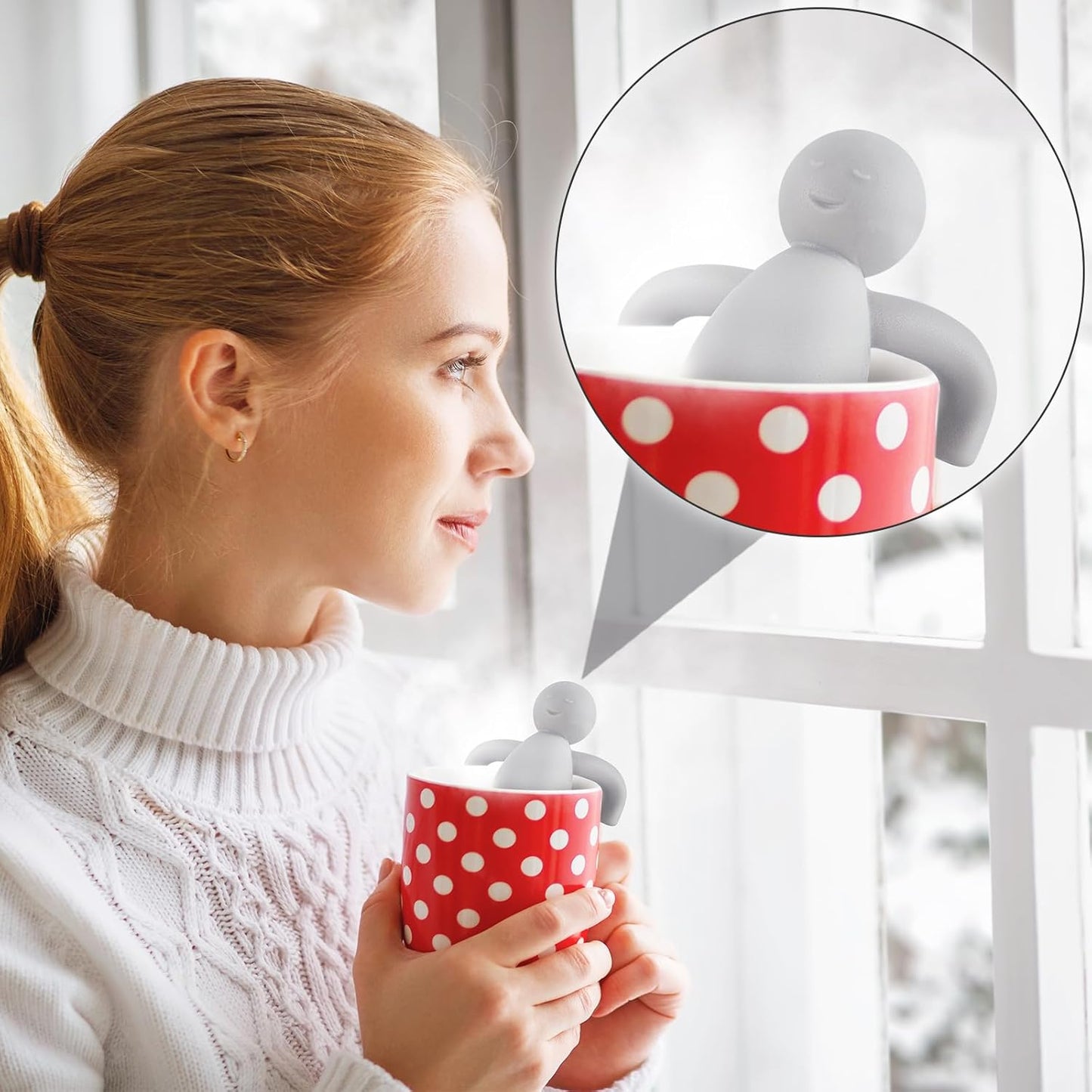4 Pieces Tea Infuser for Loose Tea Cute Fine Mesh Tea Strainer Stainless Steel Tea Filter Ball Tea Diffuser Steeper for Teacups Teapots (Gray,Blue,Rose Red,Yellow)
