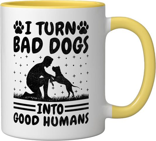 Dog Trainer Dog Training Training Dogs Pet Care Professional Ceramic Mug, Yellow/White, 11oz