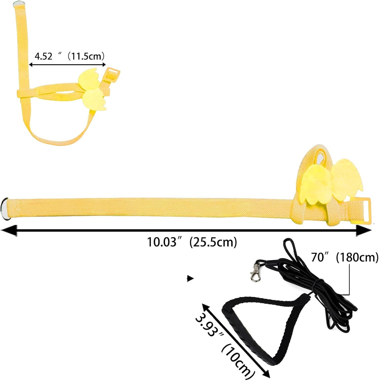 Pet Parrot Bird Harness and Leash, Adjustable Training Design Anti-Bite, Bird Nylon Rope with Cute Wing for Parrots, Suitable for Scarlet, Keck, Mini Macaw and Same Size Birds (Yellow)