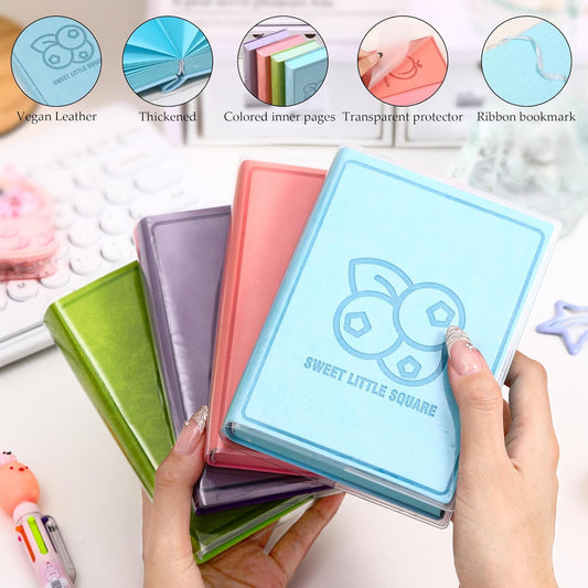 Thick Blank Fruit Color Page Notebook with Waterproof Cover,Small 400 Color Pages 3.9 × 5.5 Hardcover Journaling for Women Men Work, School, Note Taking or Sketching Diary (Lemon-Green)