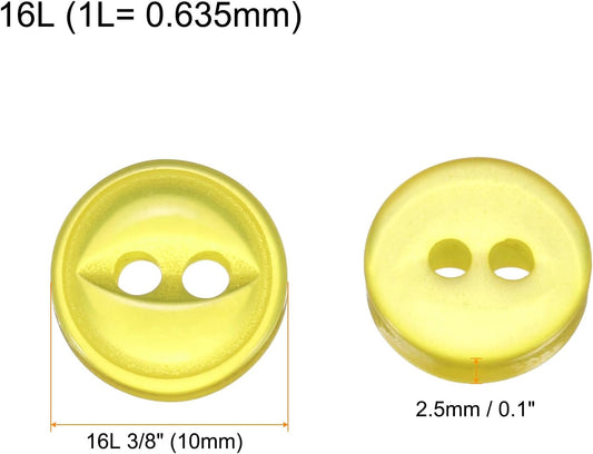 12pcs 16L Yellow Round Sewing Buttons 10mm 3/8" Resin 2-Hole Fish Eye Craft DIY Replacement Button for Craft Pants Dress Skirt Clothing Fastener Buttons