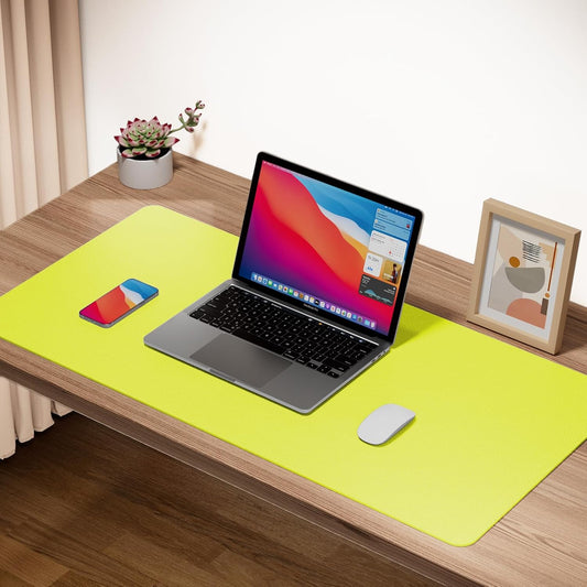 Leather Desk Pad Protector,Non-Slip Mouse Pad,Laptop Desk Pad,Office Mouse Mat,Waterproof Leather Desk Blotter,Desk Writing Pad for Office and Home (S-Lemon,24"x 14")