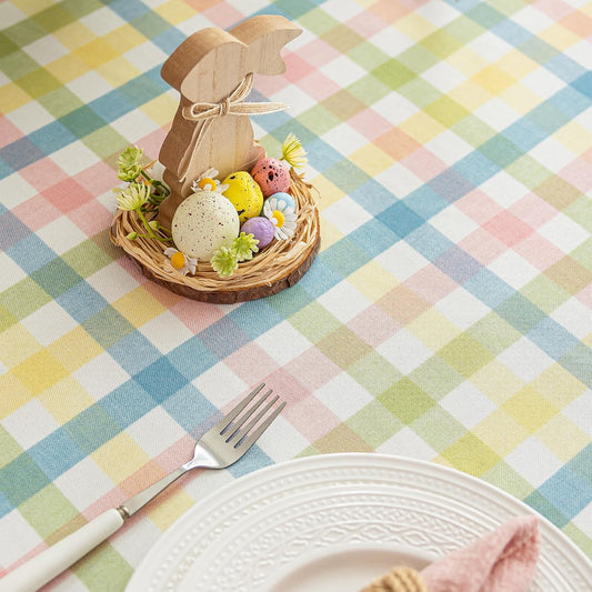 Easter Gingham Tablecloth, Rectangle Table Cloth 52x70 Inches Buffalo Checkered Table Cover for Mothers Day Spring Summer,Dining Tablecloths for Picnic/Party/Birthday