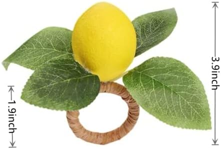 Lemon Napkin Rings Set of 8,Faux Lemon Napkin Rings Summer Farmhouse Napkin Rings Napkin Holder for Dinner Wedding Birthday Thanksgiving Christmas Easter Holiday Table Decorations