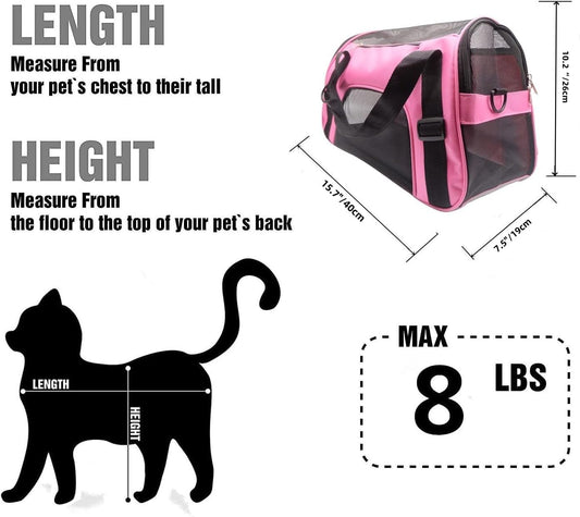 Cat Carrier,Soft-Sided Pet Travel Carrier for Cats,Dogs Puppy Comfort Portable Foldable Pet Bag Airline Approved (Medium-Black)