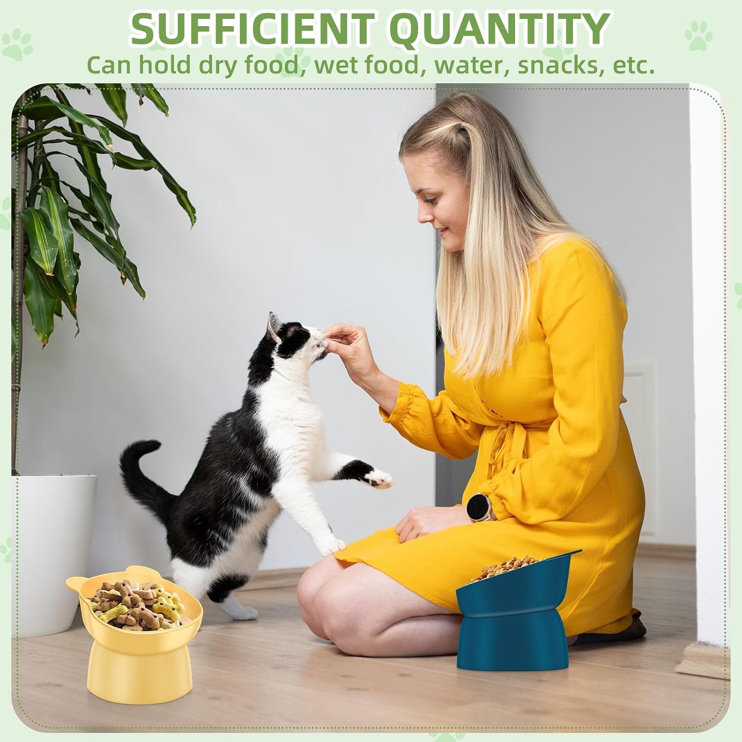 4 Pcs Elevated Cat Bowls Plastic Raised Cat Bowl 15 Degrees Tilted Raised Pet Food and Water Dish Cute Anti Vomit Food Dishes Pet Feeders for Kitten and Small Dogs(Bear)