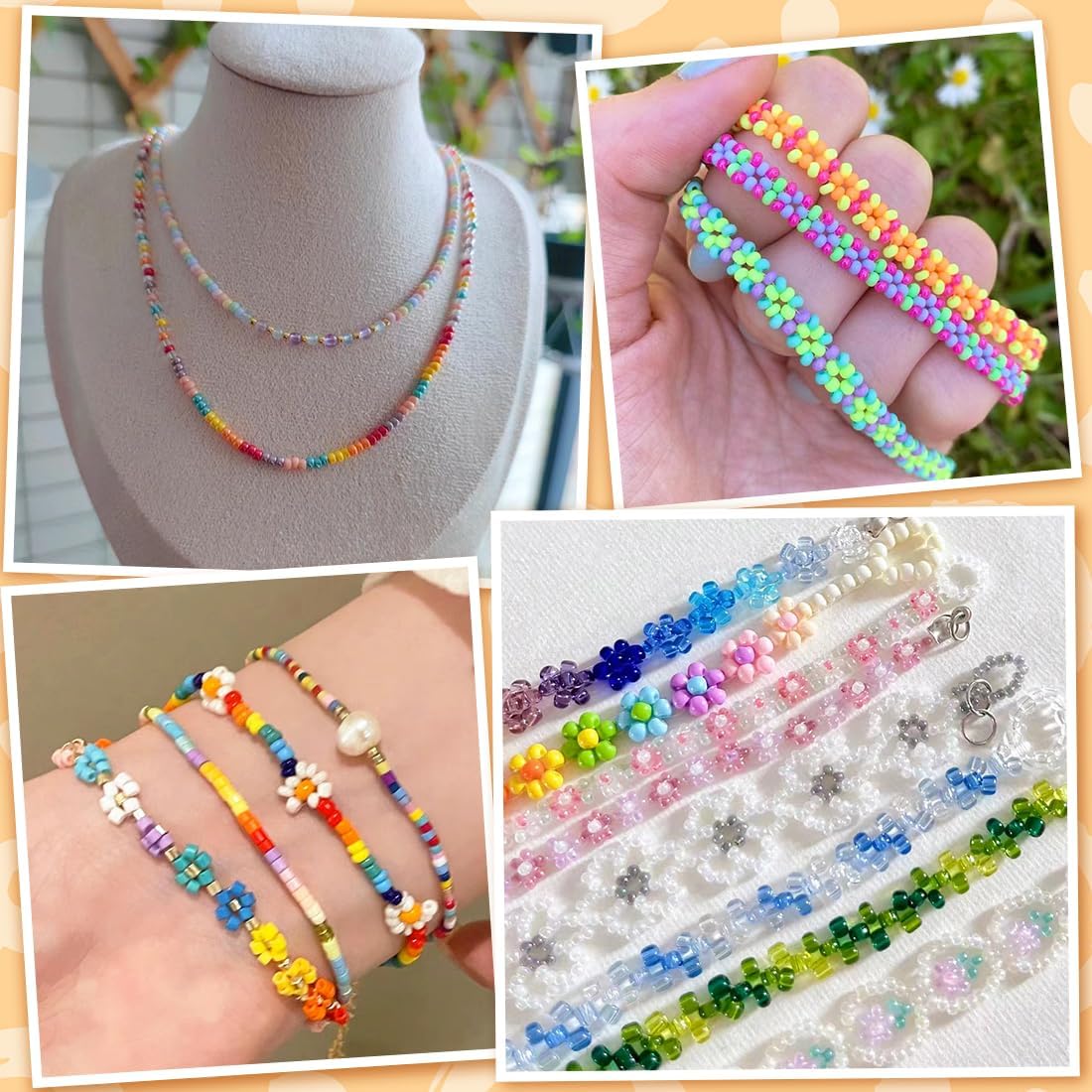 2000pcs Transparent Yellow Glass Seed Beads, Colorful Tiny 4mm Beads for Jewelry Making, Beading Supplies.