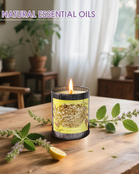 Scented Candles for Home, 8oz Soy Candle, 50H Burn, Lemon Verbena Aromatherapy, White Candle in Gift Box, Perfect for Birthday, Mother's Day, Christmas