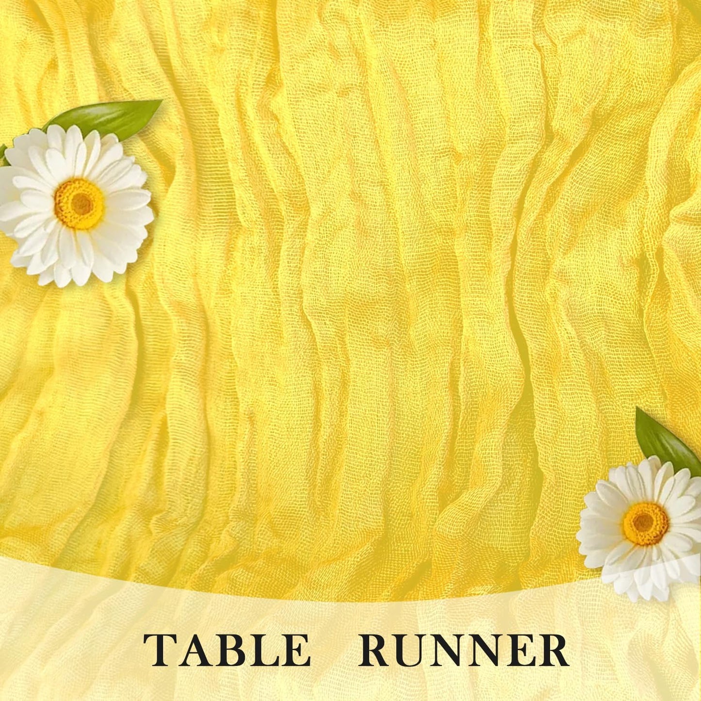 3 Pack Lemon Yellow Cheesecloth Table Runner -17×120 Inch Gauze 10 FT Long Cheese Cloth Table Runners for Bridal Wedding Party Baby Shower Holiday Birthday Home Easter Decor (Lemon Yellow, 3PC)