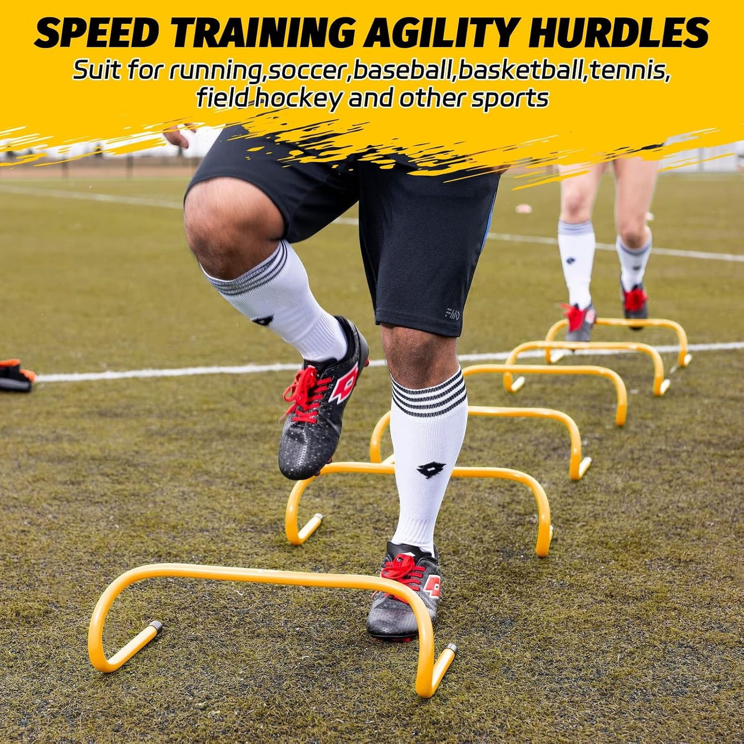 WOPPLXY 6 Pcs Speed Agility Training Hurdles, 6'' Detachable Agility Training Hurdles, Speed Training Agility Hurdles, Speed and Agility Training Equipment for Athletes, Soccer Training(Yellow)