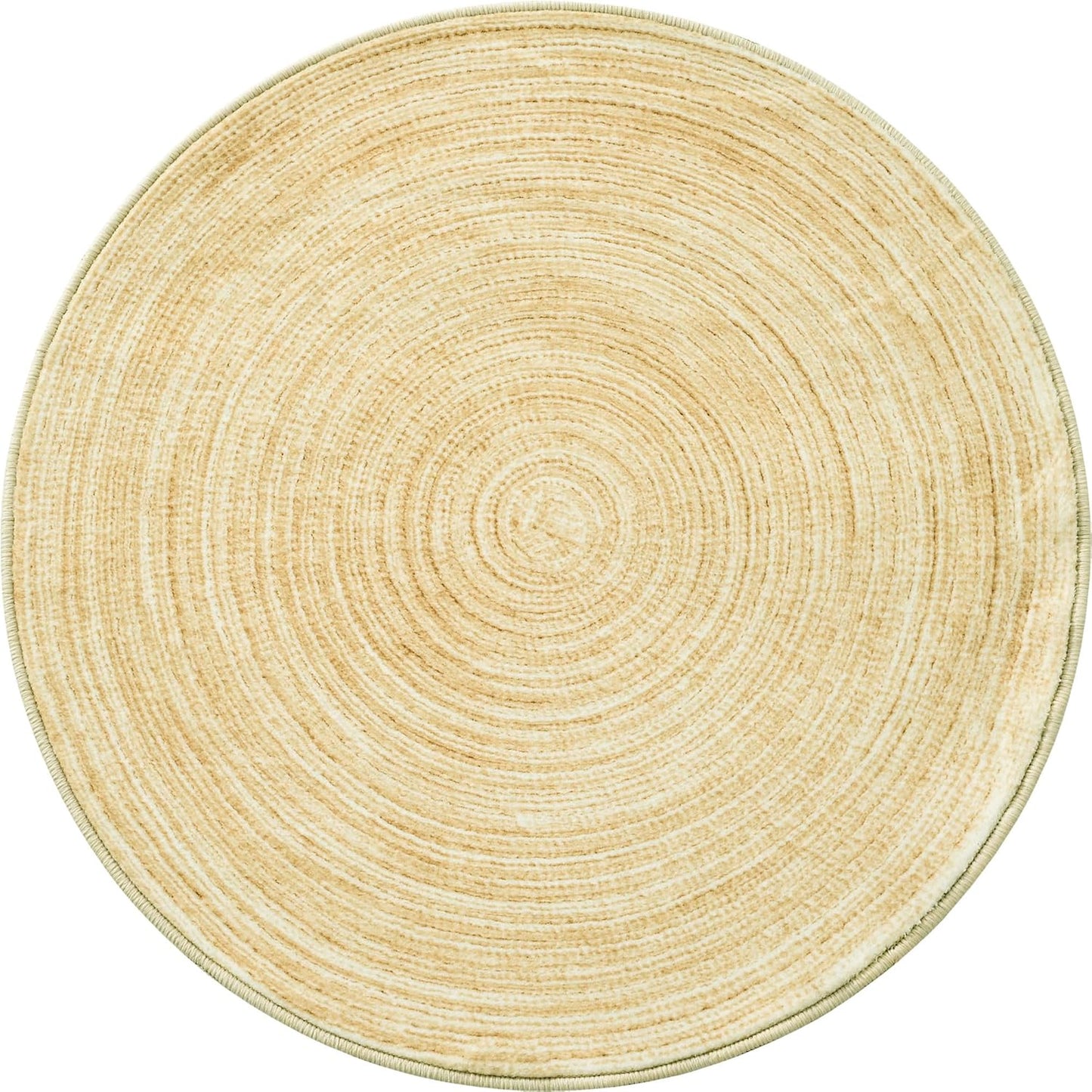 Imitation Jute Low Pile Round Rug Area Rug Washable Non-Slip Circle Rug Soft Plush Touch Circle Rugs Round for Kitchen Bathroom Living Bedroom Nursery, Carpet 2ft /24 inch/61 cm Yellow