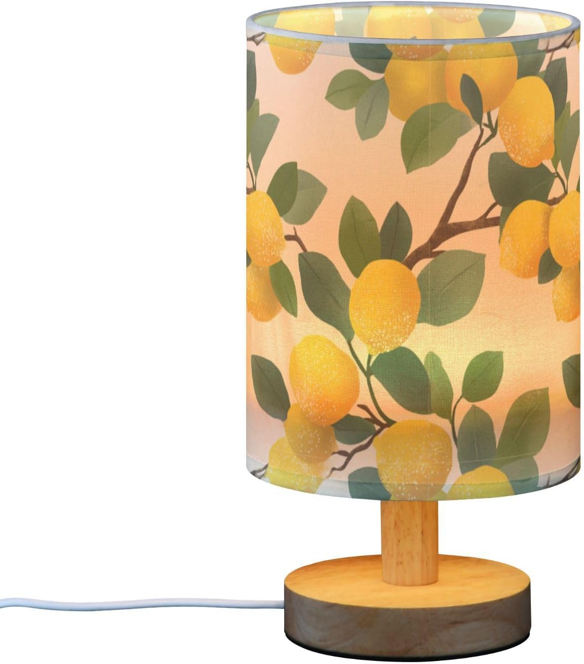 Bedside Table Lamp Lemon Yellow Citrus Fruits (91) Kids Nightstand Lamp Night Light Fabric Shade for Bedroom Living Room Home Office