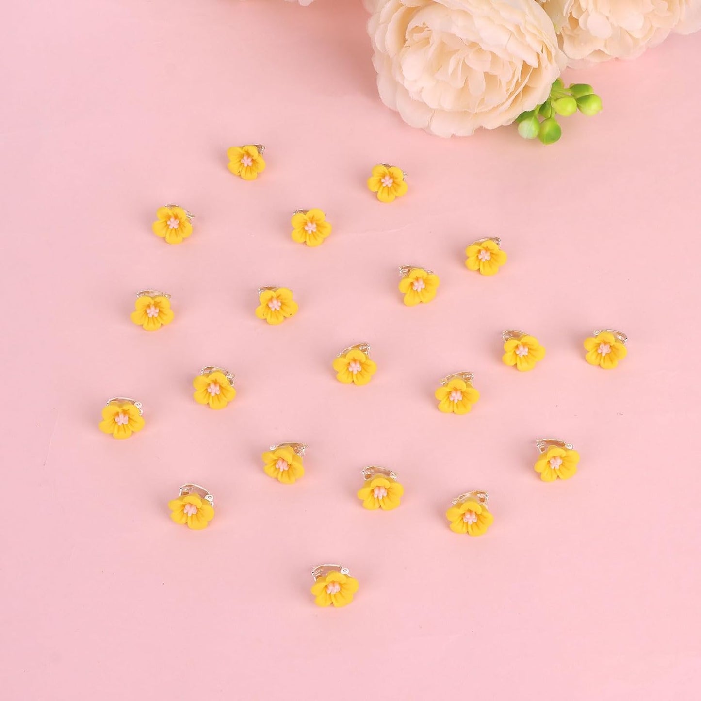 20Pcs Mini Yellow Flower Hair Clips for Girls & Women - Cute Flower Hair Pins & Barrettes for Wedding & Bridal Hair Accessories