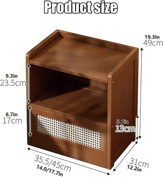 Modern Bedside Table with Storage, Compact Nightstand for Bedroom, Space-Saving Side Table with Open Shelf for Bed, Sofa or Small Spaces(Yellow,17.7in)