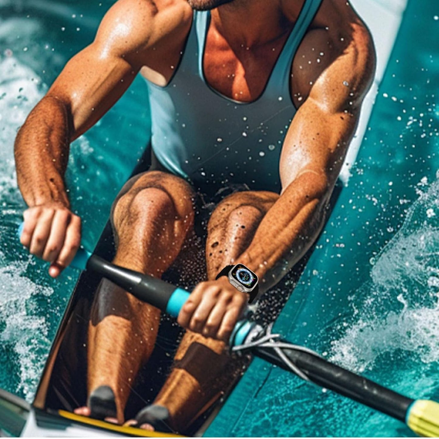 Ocean Band Compatible with Apple Watch Ultra Band 49mm 46mm 45mm 44mm 42mm for Men Women, Sport Wristband Adjustable Silicone Strap for Apple Watch Ultra 3/2/1 iWatch Series 11 10 9 8 7 6 5 4 3 2 1 SE