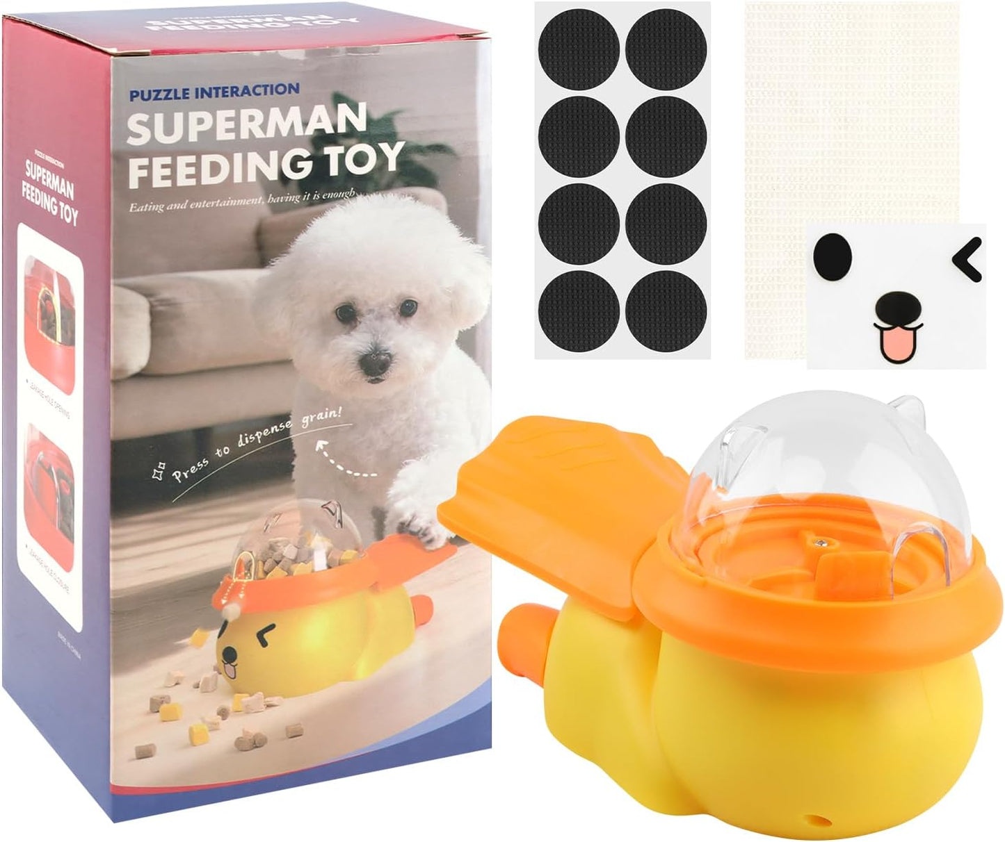 Dog Interactive Treat Dispenser Toy, Interactive Dog Toys Food Puzzle Do g Treat Dispenser Slow Feeder for Small Medium Dogs Cats IQ Training Reduces Bloating for Healthy Eating (Yellow)
