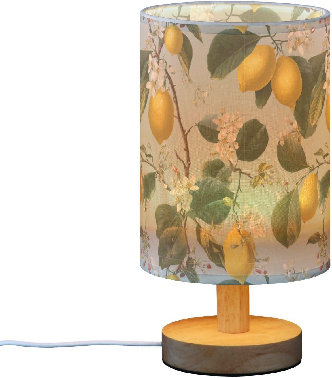 Bedside Table Lamp Lemon Yellow Citrus Fruits (1) Kids Nightstand Lamp Night Light Fabric Shade for Bedroom Living Room Home Office
