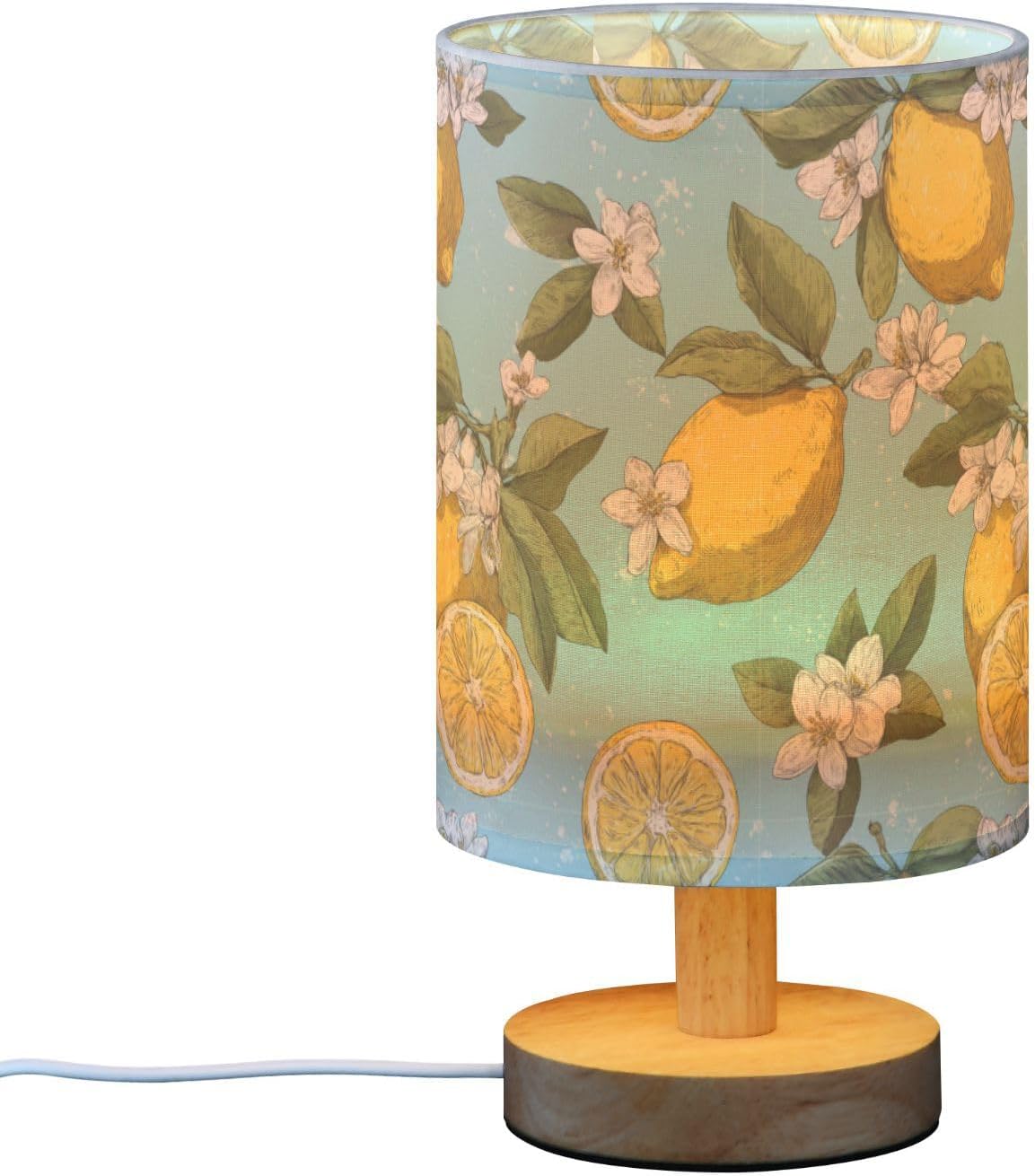 Bedside Table Lamp Lemon Yellow Citrus Fruits (44) Kids Nightstand Lamp Night Light Fabric Shade for Bedroom Living Room Home Office
