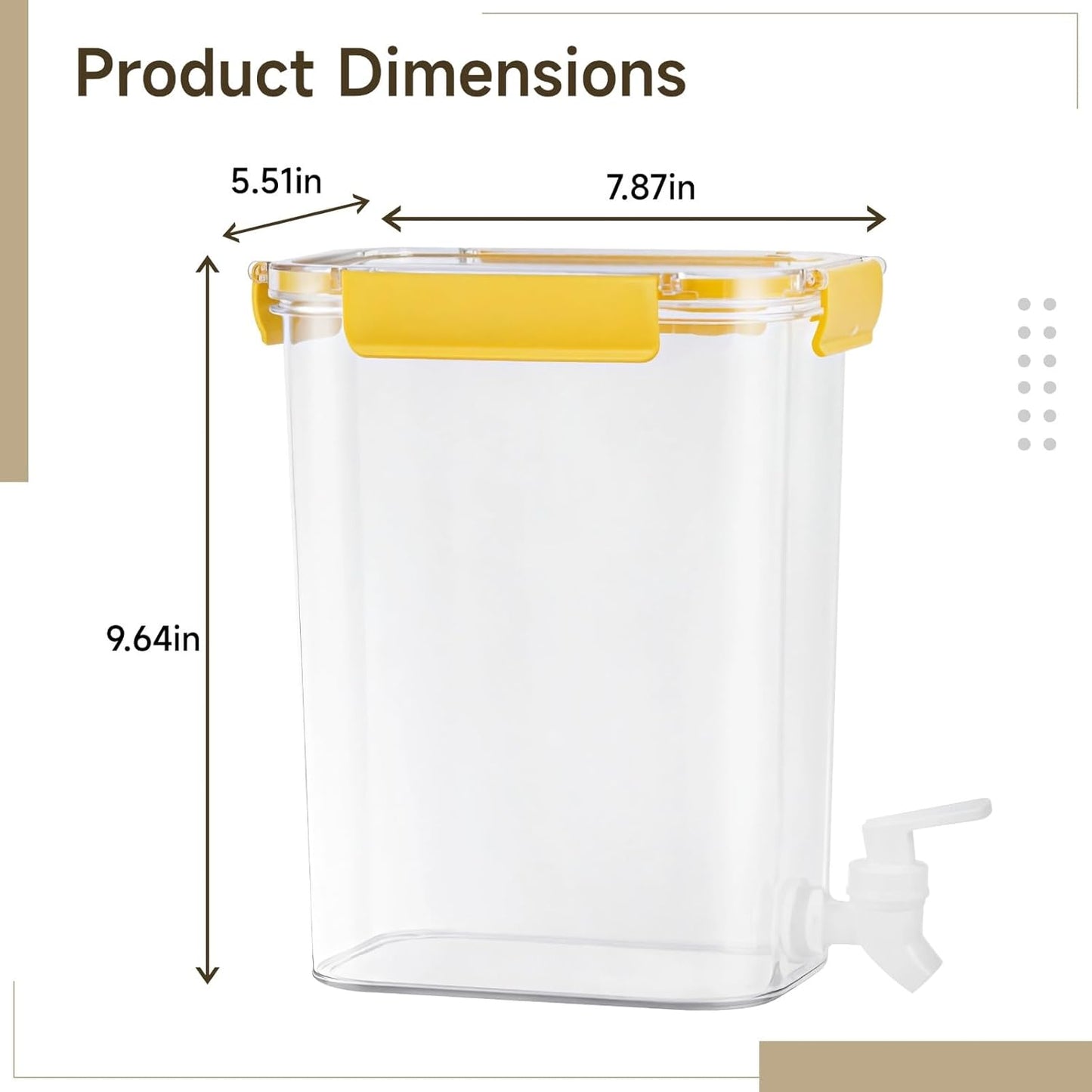 152.2 Fl Oz 4.5 L Pet Water Dispenser Spout, Jar Plastic Transparent Food Safe, Laundry Detergent Fabric Softener Juice, Yellow Handle Sealed Leak-Proof, Stackable Design Storage Simplified