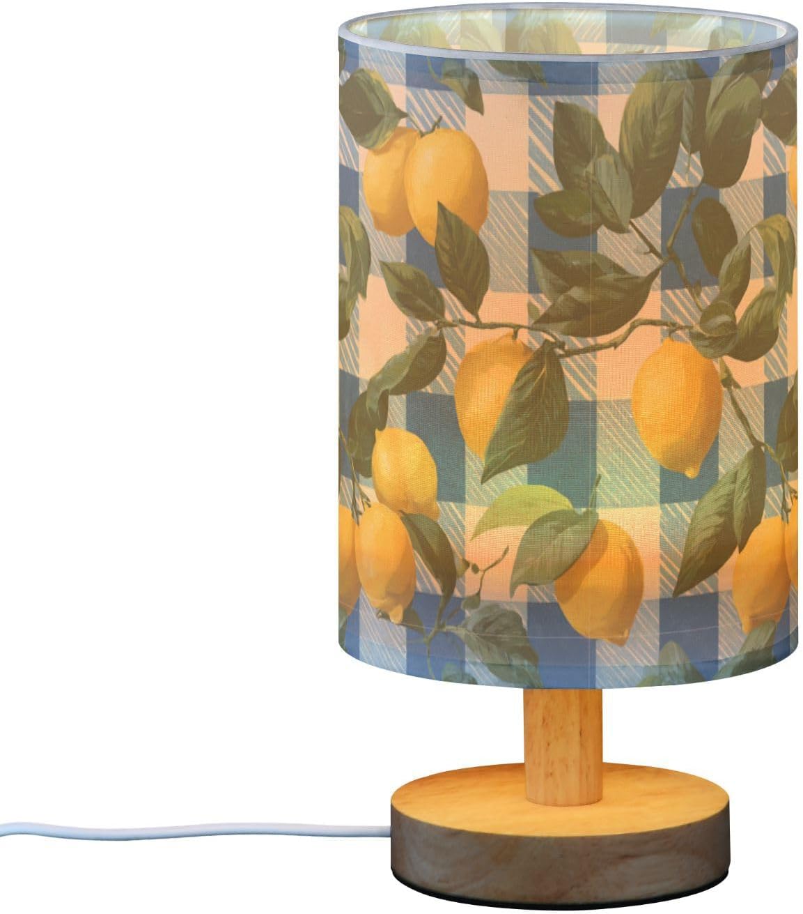 Bedside Table Lamp Lemon Yellow Citrus Fruits (33) Kids Nightstand Lamp Night Light Fabric Shade for Bedroom Living Room Home Office