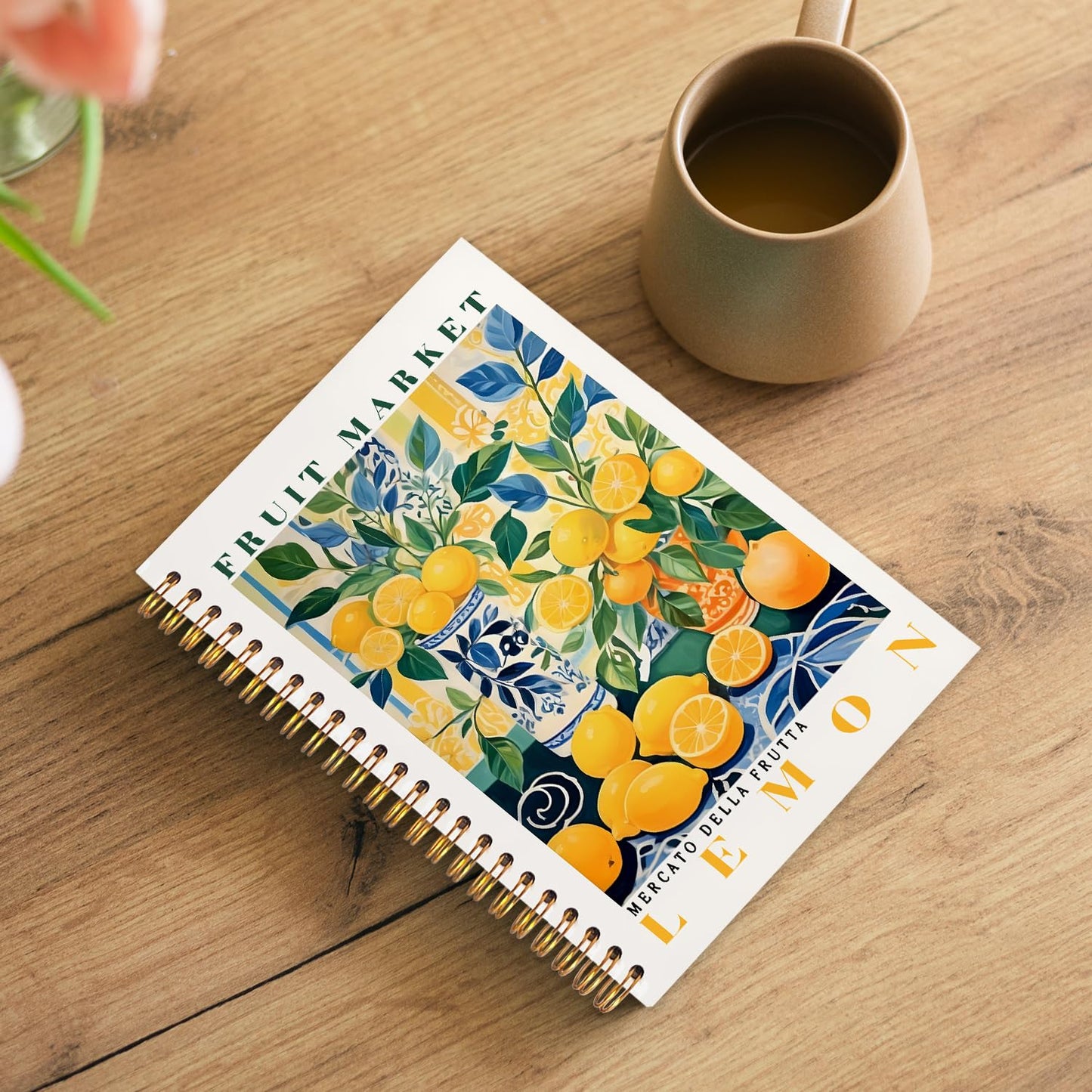 Likjad Summer Lemon Spiral Notebook Journal 5.5x8.3, Lemon Themed Gifts for Women Journals for Writing, Fruit Lover Gift Hardcover Notebooks for Note Taking