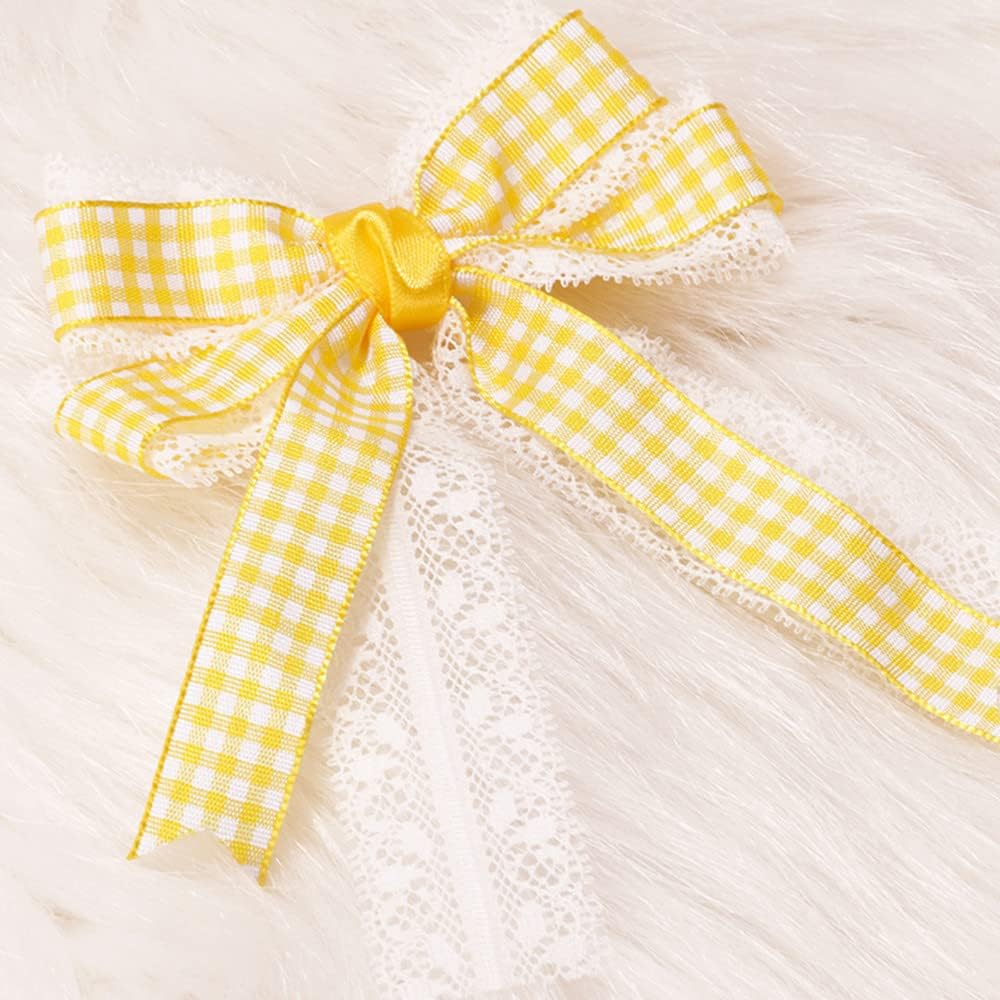 Gingham Ribbon Checkered Ribbon 1-Inch Wide Taffeta Plaid Ribbon 25 Yard Long 100% Polyester Woven Edge (Yellow, 1 Inch)