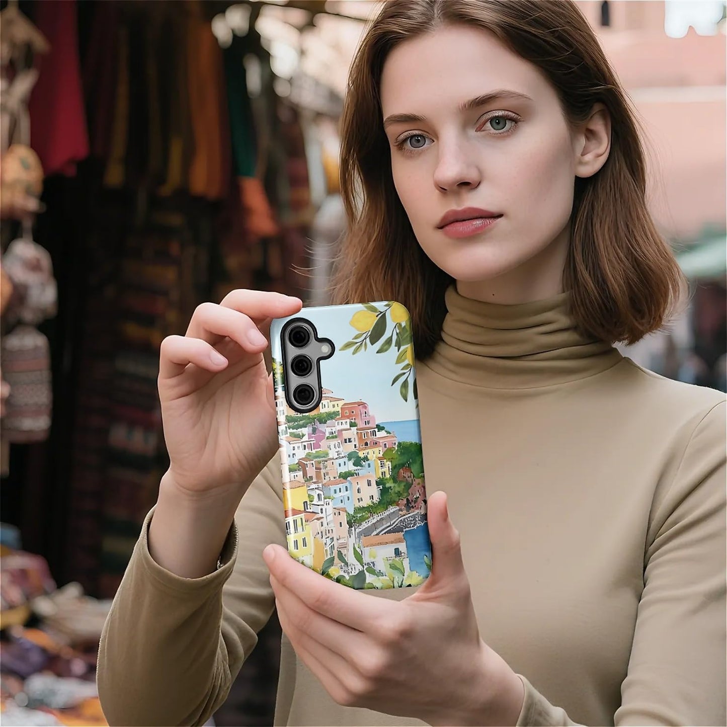 Case for Samsung Galaxy S24,Anti Drop Scratch Protective Phone Cover Case for Women Girl-European Coastal Mediterranean Lemons