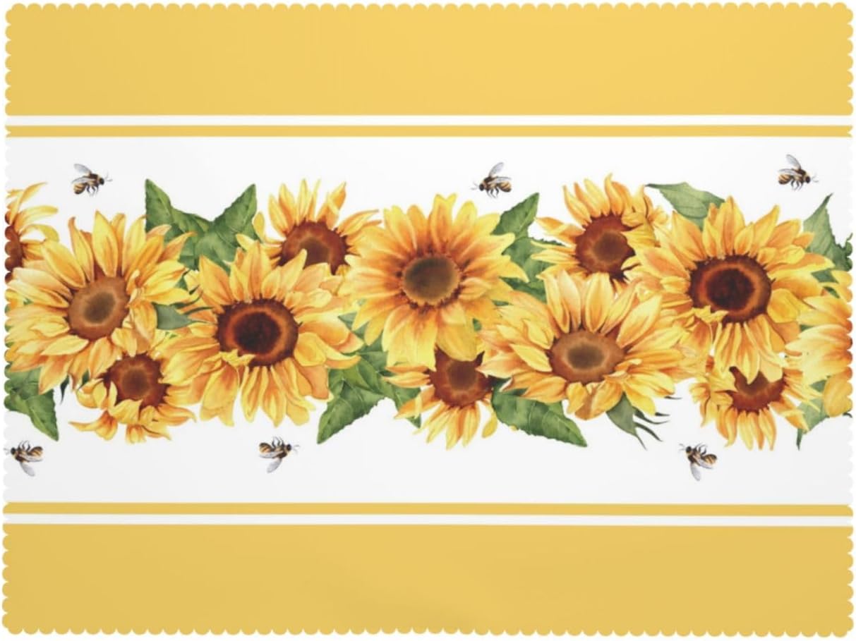 Yellow Sunflower Rectangular Tablecloth, Sunflowers Table Cloth Washable Tablecloths Decorative Table Cover for Kitchen, Dining, or Parties 54x72 Inches
