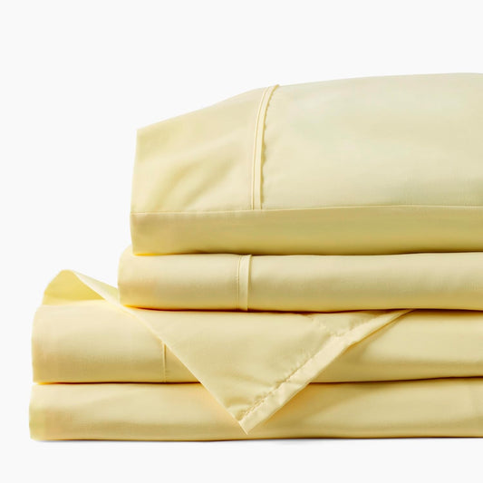 Cooling Bed Sheets for Hot Sleepers - Ultra-Soft Breathable Peachskin Performance Fabric™, Moisture-Wicking, Deep Pocket Sheet Set, Oeko-TEX®, (Split King Size, Buttercream Yellow)