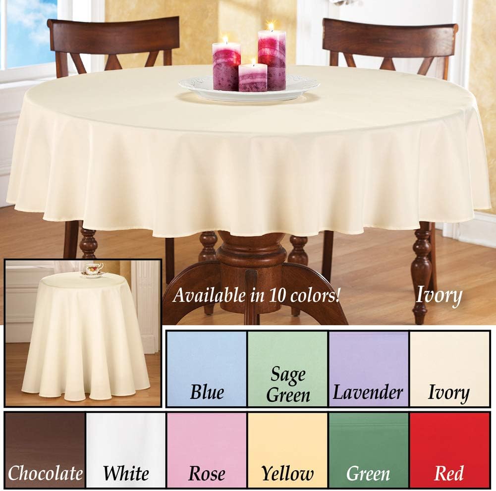 70 Inch Round Solid Colored Tablecloth, 100% Durable Polyester, Yellow