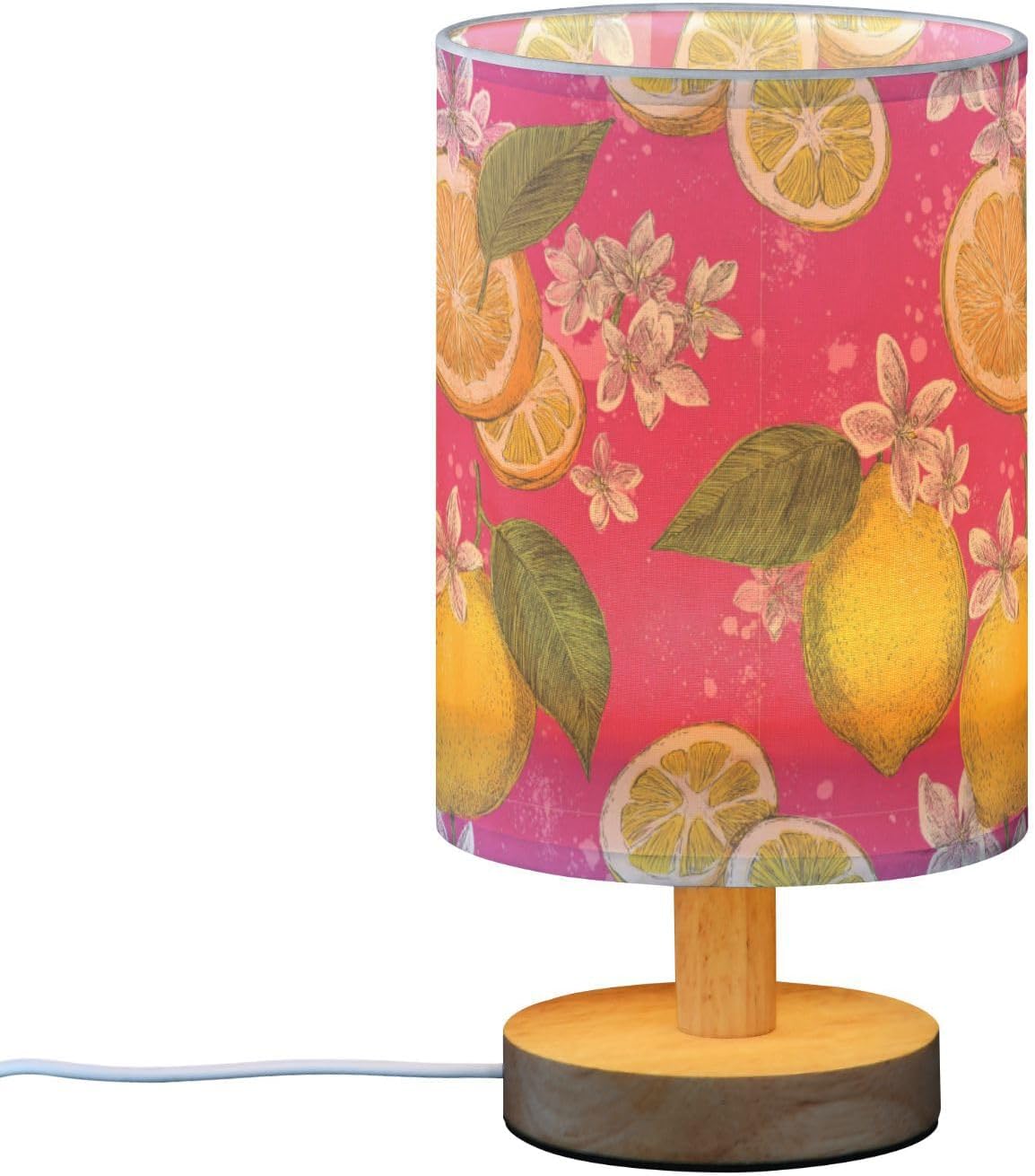 Bedside Table Lamp Lemon Yellow Citrus Fruits (43) Kids Nightstand Lamp Night Light Fabric Shade for Bedroom Living Room Home Office