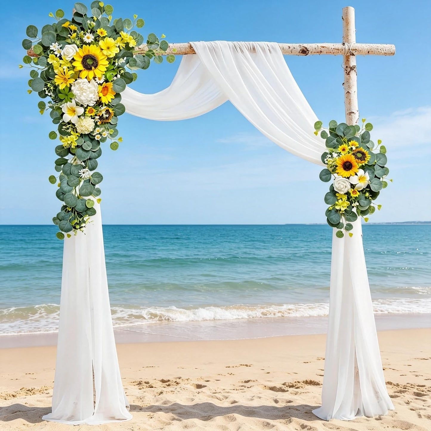 Wedding Arch Flowers Kit,Artificial Flower Arch Decor,2pcs Artificial Flower Arrangement for Wedding Decor Reception Backdrop Floral Decorations (Yellow&Sunflower)
