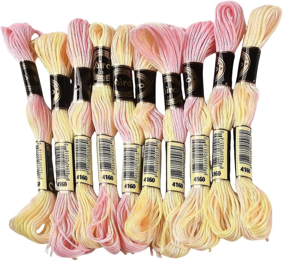 10 Skeins 6 Strands Yellow Cross Stitch Thread Variegated Gradient Embroidery Floss Needlepoint Friendship Bracelet String Yarn Threads Bulk for Hand Sewing Bracelets Needlecraft Stitching