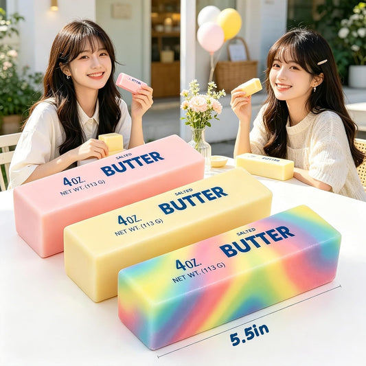 Realistic Soft Butter Stick Fidget Toy,Slow Rebound Cute Butter Squeeze Stress Balls, Slow Rising Squishy for Adults Anxiety & Stress Relief, Sensory Gifts for Office, Home (Yellow+Colorful)