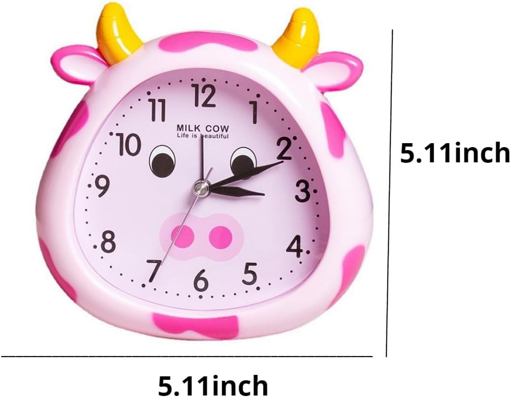 Kids Alarm Clock Cow Alarm Clock for Kids Bedroom, No Battery, Cute Bedside Clock Children's Sleep Trainier, Wake Up for Boys Girls Birthday Gifts (Yellow)