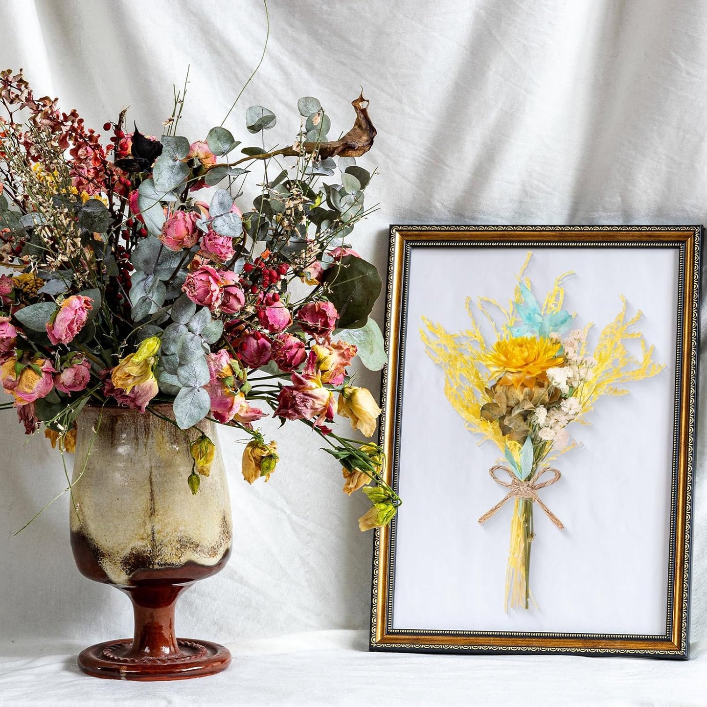 10/12/24/36 Pack Mini Dried Flowers for Vase Wedding Fall Various Mini Bouquet Dried Small Natural Flowers Bulk for Crafts DIY Decor (10, Yellow)