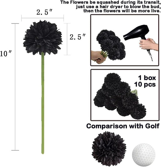 Kimura's Cabin 20pcs Fake Chrysanthemum Artificial Flowers Faux Silk Mums with Stem Balls Flowers for Vase Fillers Easter Home Table Floral Arrangements Wedding Party DIY Decoration(Yellow)