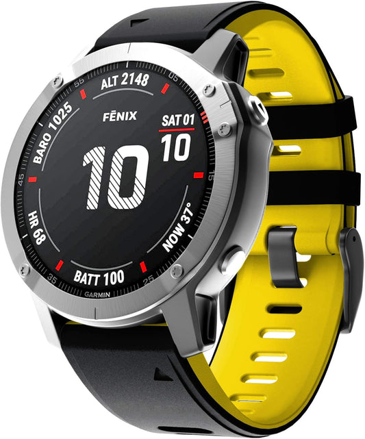 Compatible with Fenix 6S Pro watchbans for Fenix 6S/Fenix 7S/Fenix 5S/5S Plus/D2 Delta S Smartwatch (Balck-yellow)