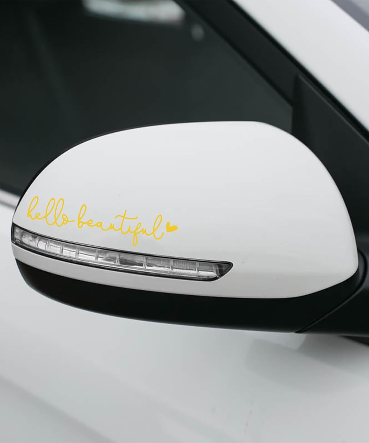 Rearview Mirror Decal,Hello Beautiful Decal,Car Accessories Stickers Rearview Mirror Sticker (Yellow)