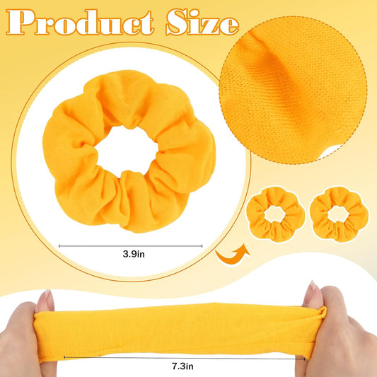 Yellow Cotton Hair Scrunchies, 20 Pack Soft Elastic Hair Ties for Women Girls, Non-Slip Ponytail Holders, Comfortable Hair Bands for All Hair Types, Daily, Party & Holiday Use