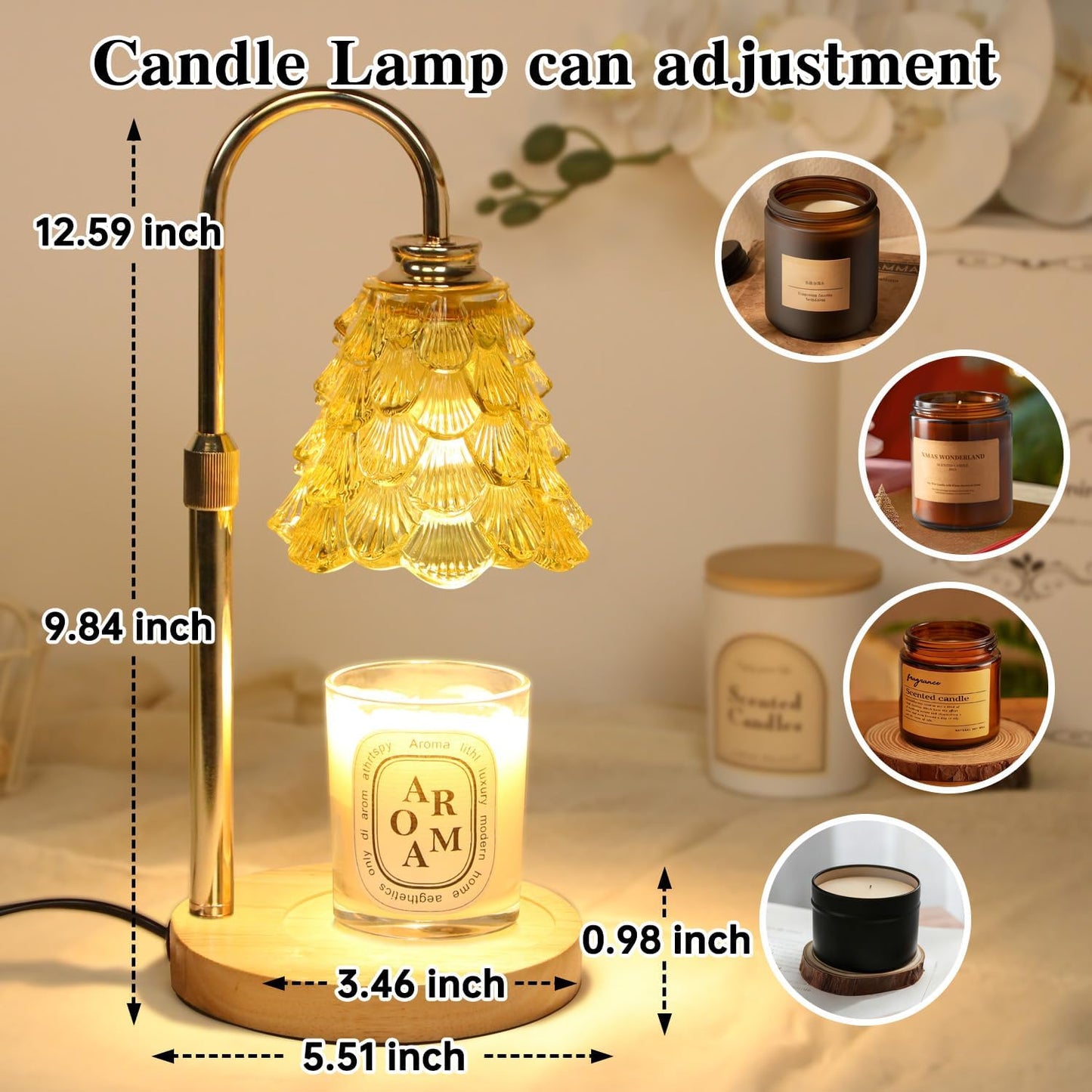 Fragrance Candle Warmer Lamp,Electric Candle Warmer with Timer & Dimmer,Mom Christmas Birthday Gifts for Women, House Warming Gifts New Home Bedroom Decor