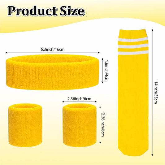 5 Pieces Kids Sweatbands Soccer Socks Set - Sports Headband, Wristbands, Striped High Socks for Kids, Youth,Toddler & Baby - Football, Basketball, Running, Cycling, Tennis