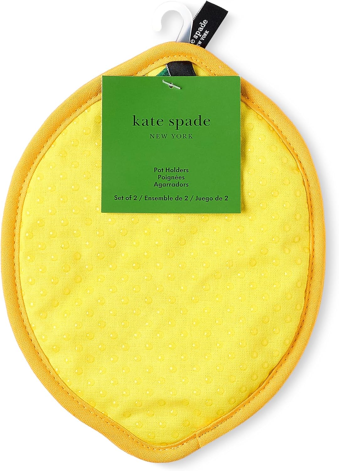 Lemon Party and Spring Gingham Pot Holder 2-Pack Set, Heat Resistant, 100% Cotton, Navy Blue/Yellow, 7"x10"