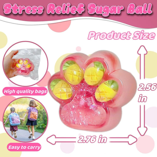 Kawaii Yellow Cat Paw Taba Squishy Stress Balls for Boys and Girls, Cute Pineapple Sugar Ball Squeeze Toys for Kids, Cat Paw Silicone Squishy Toys for Children's Day, Birthday