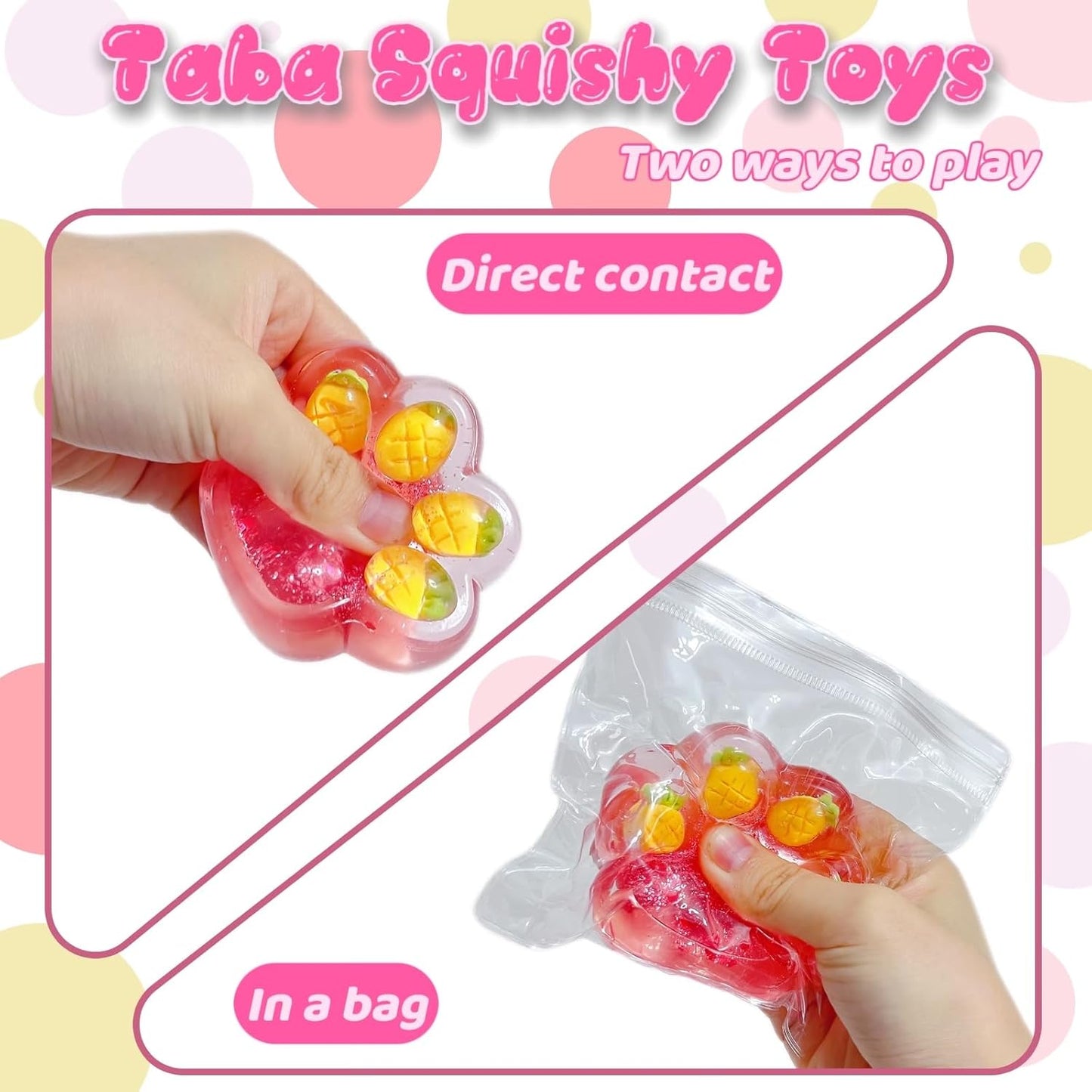 Kawaii Yellow Cat Paw Taba Squishy Stress Balls for Boys and Girls, Cute Pineapple Sugar Ball Squeeze Toys for Kids, Cat Paw Silicone Squishy Toys for Children's Day, Birthday