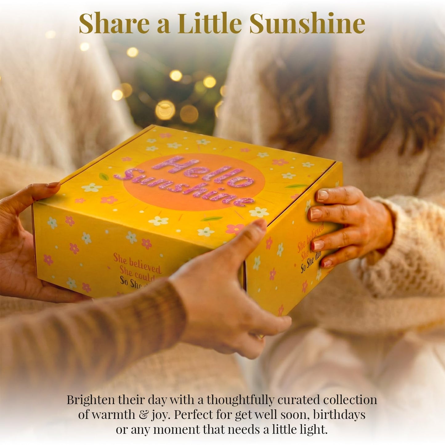 Sunflower Gifts for Women, 17pcs Sunshine Box Care Package for Her, Get Well Soon Gift Baskets for Women, Birthday Basket For Her, Gift Box for Girls, Hug in a Box & Stress Relief Spa Set for Her