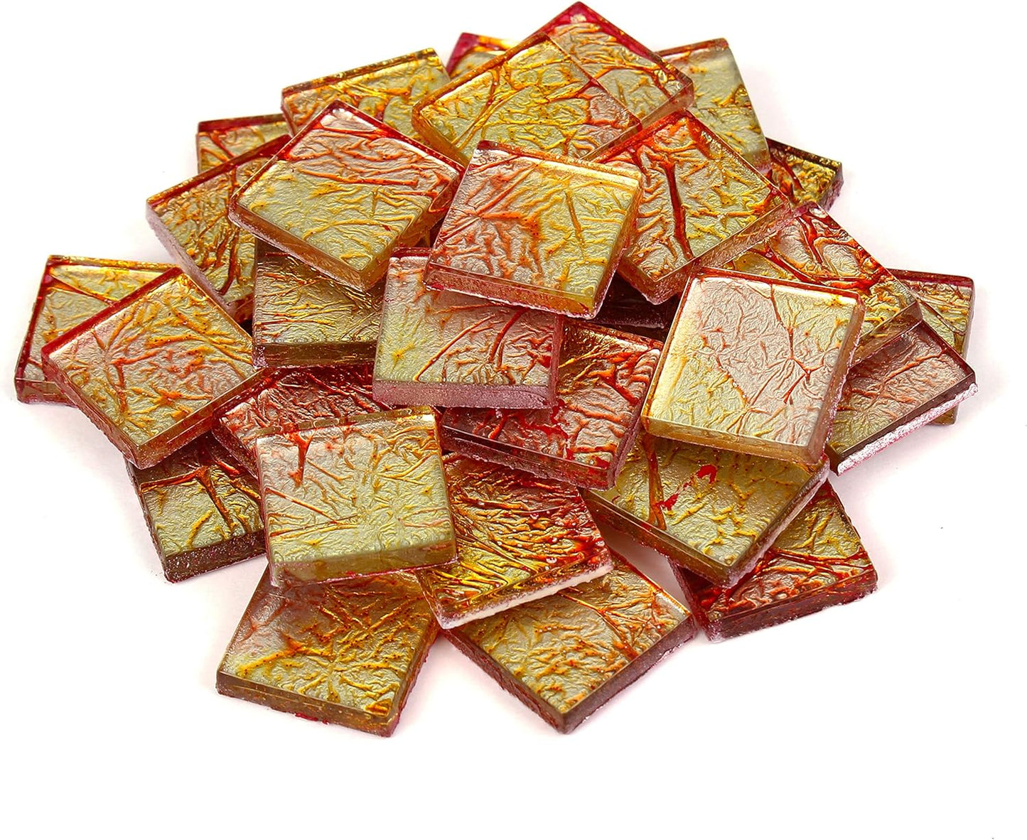 ™ 3/4 Inch (20mm) Foil Mosaic Tile, 1 Pound (16 oz. Bag) (1 Pound, Yellow-Orange)